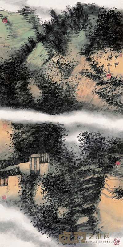 陈平 2004年作 白云深处有人家 镜心 137.5×69cm